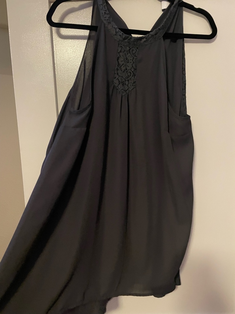 Torrid Gray Lace-Hem Crisscross Strap Tank